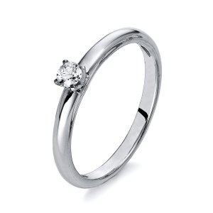 Solitaire Ring 4er-Krappe 18kt Weißgold mit 0,13ct Diamanten