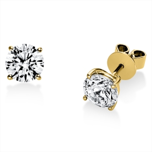 Solitaire Ohrstecker 4er-Krappe 18kt Gelbgold GIA7521833775+GIA5296463567 mit 2,01ct Diamanten