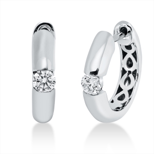 Solitaire Creolen  14kt Weißgold mit 0,20ct Diamanten