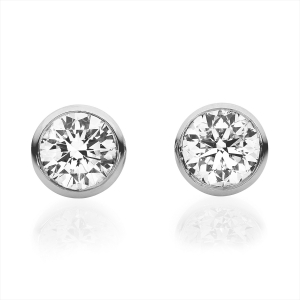 Solitaire Ohrstecker Zarge 14kt Weißgold mit 0,50ct Diamanten