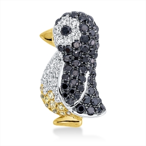 Anhänger 18 kt WG+GG Pinguin, teils schwarz rhodiniert