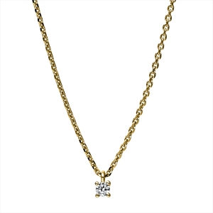 Solitaire Collier 4er-Krappe 14kt Gelbgold mit 0,05ct Diamanten