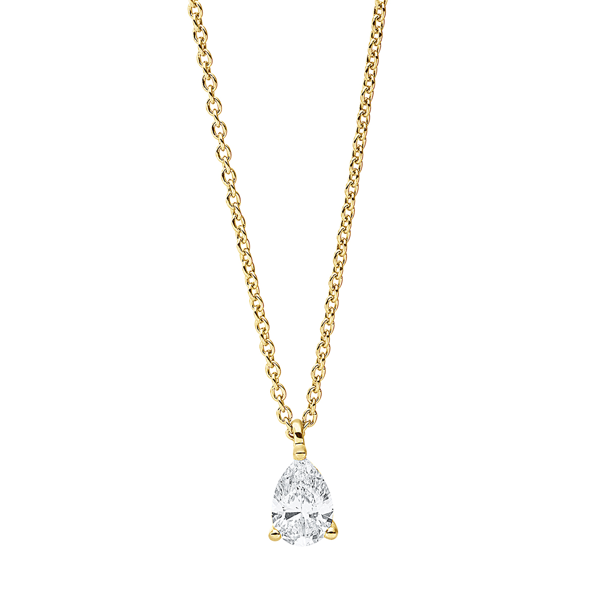 Solitaire Collier 3er-Krappe 18kt Gelbgold mit ZÖ 42 cm mit 0,25ct Diamanten