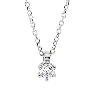 Solitaire Collier 6er-Krappe 18kt Weißgold mit ZÖ 42 cm mit 0,14ct Diamanten