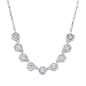 Collier 18 kt WG, mit ZÖ 40 cm + 43 cm