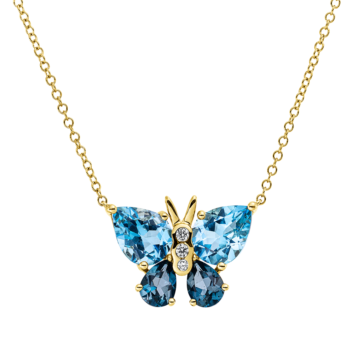 Collier 18 kt GG Schmetterling, mit ZÖ 40,6 cm