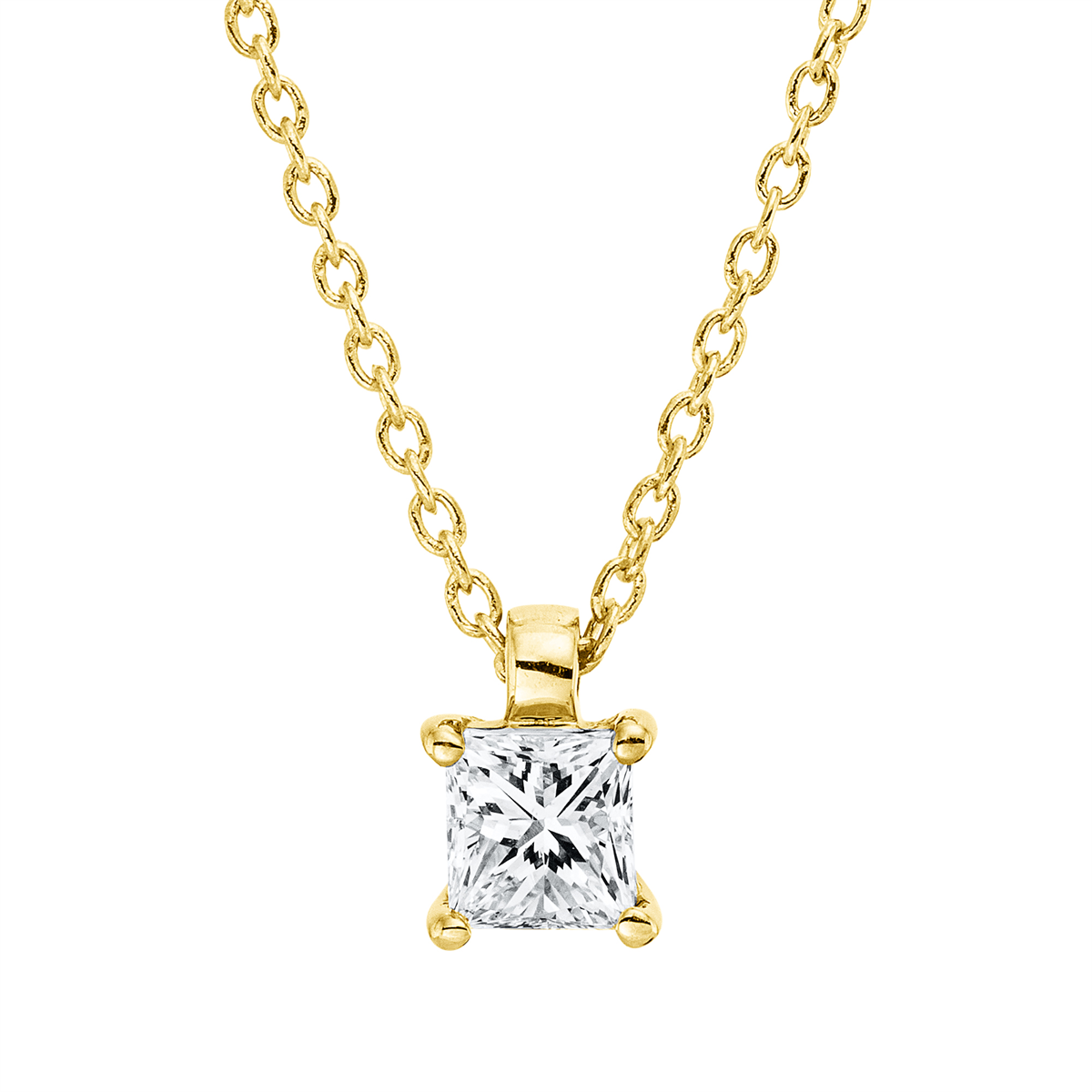 Solitaire Collier 4er-Krappe 18kt Gelbgold mit ZÖ 42 cm mit 0,26ct Diamanten