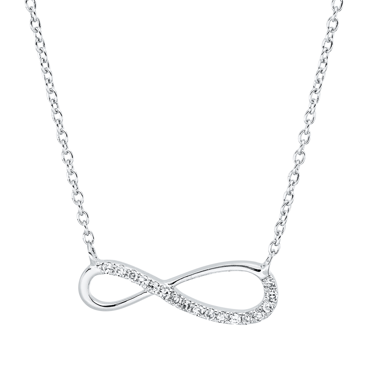 Collier 18 kt WG Infinity, mit ZÖ 40 cm + 42,5 cm