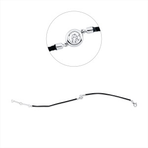 Armband Zarge 18 kt WG, Black cord, ZÖ 15+16,5 cm