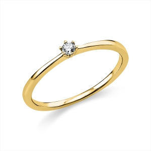 Solitaire Ring 6er-Krappe 14kt Gelbgold mit 0,05ct Diamanten