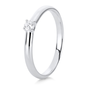 Solitaire Ring 4er-Krappe 18kt Weißgold mit 0,10ct Diamanten