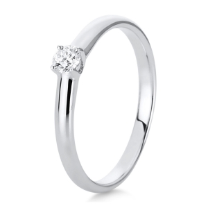 Solitaire Ring 4er-Krappe 18kt Weißgold mit 0,15ct Diamanten