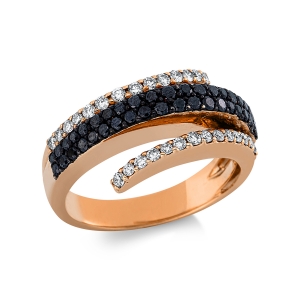 Ring 18 kt RG, Fassung teils schwarz rhodinie