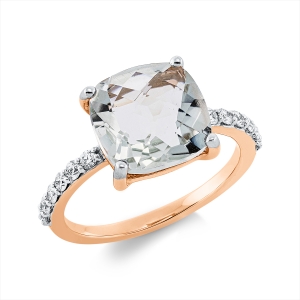 Ring 4er-Krappe 18 kt RG, Fassung rhodiniert