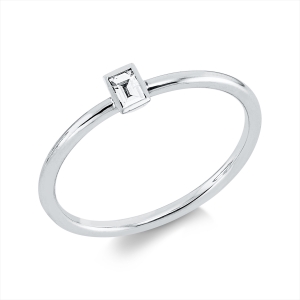 Solitaire Ring Zarge 18kt Weißgold mit 0,06ct Diamanten