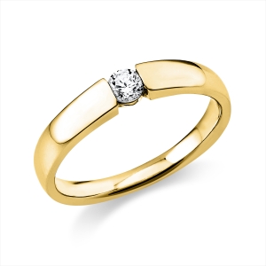 Solitaire Ring  18kt Gelbgold poliert mit 0,15ct Diamanten