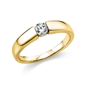 Solitaire Ring  18kt Gelbgold poliert mit 0,25ct Diamanten