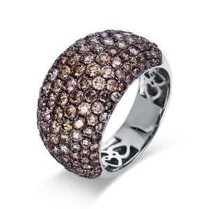 Pavé Ring  18kt Weißgold Fassung schwarz rhodiniert mit 3,52ct Diamanten