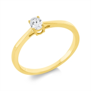 Solitaire Ring 4er-Krappe 18kt Gelbgold mit 0,21ct Diamanten