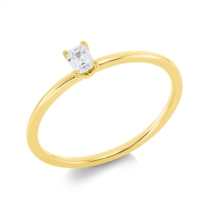 Solitaire Ring 4er-Krappe 18kt Gelbgold mit 0,17ct Diamanten