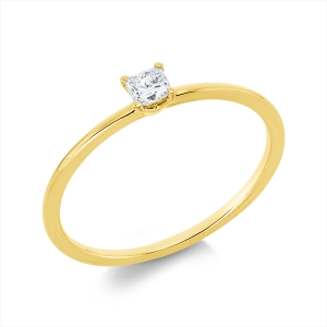 Solitaire Ring 4er-Krappe 18kt Gelbgold mit 0,15ct Diamanten