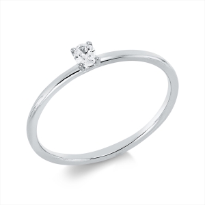 Solitaire Ring 4er-Krappe 18kt Weißgold mit 0,09ct Diamanten
