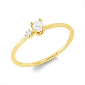 Ring  18kt Gelbgold Fassung rhodiniert mit 0,03ct Diamanten