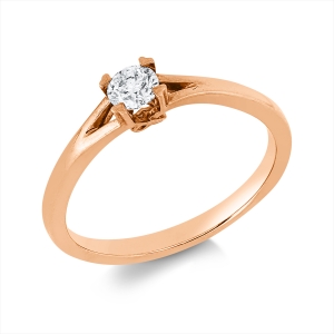 Solitaire Ring 4er-Krappe 18kt Rotgold mit 0,23ct Diamanten