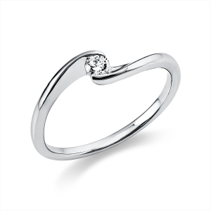 Solitaire Ring  14kt Weißgold mit 0,10ct Diamanten