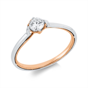 Solitaire Ring  18kt Weißgold / Rotgold mit 0,25ct Diamanten