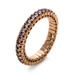 Infinity Memoire Ring 4er-Krappe 18kt Rotgold Flex-Band, variabel mit 0,93ct Diamanten