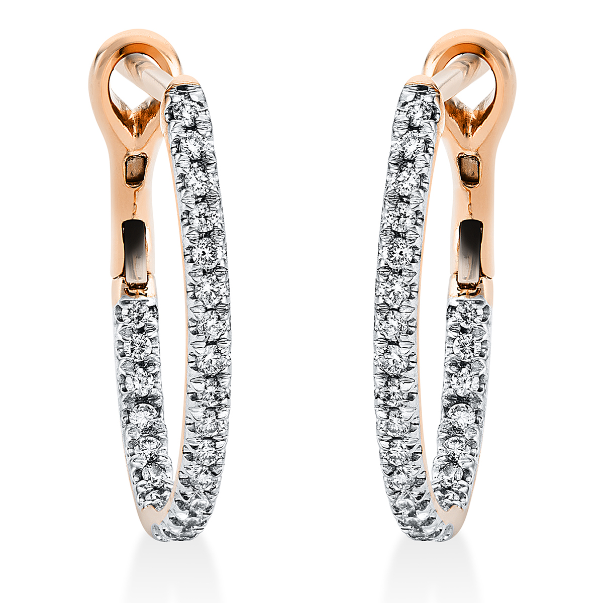 Creolen 18 kt RG, Fassung rhodiniert