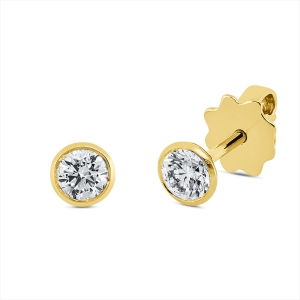 Solitaire Ohrstecker Zarge 18kt Gelbgold mit 0,50ct Diamanten