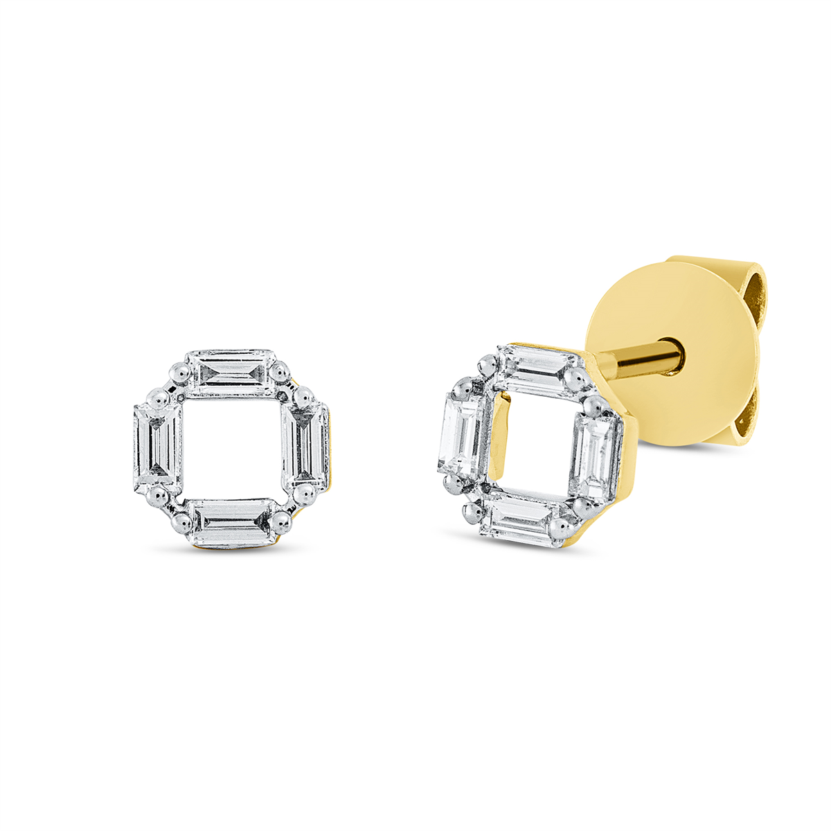 Ohrstecker 18 kt GG, Fassung rhodiniert