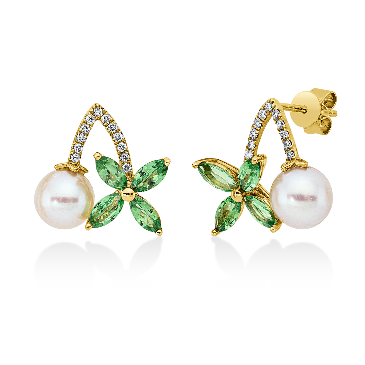 Ohrstecker  18kt Gelbgold mit Farbstein