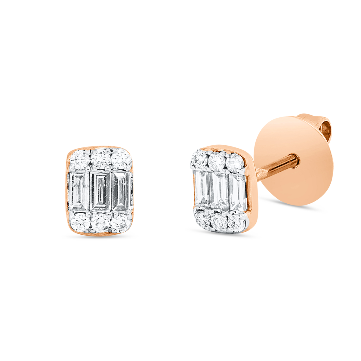 Ohrstecker 18 kt RG, Fassung rhodiniert