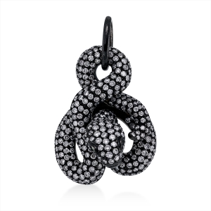 Anhänger 18 kt WG Schlange, Fassung schwarz rhodiniert