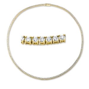 Tenniscollier 4er-Krappe 18kt Gelbgold mit 5,20ct Diamanten
