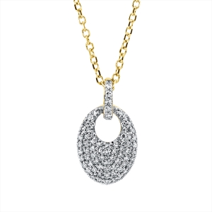 Pavé Collier  18kt Gelbgold Fassung rhodiniert mit ZÖ 42 cm mit 0,14ct Diamanten