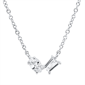 Collier 18 kt WG, mit ZÖ 40 cm + 43 cm