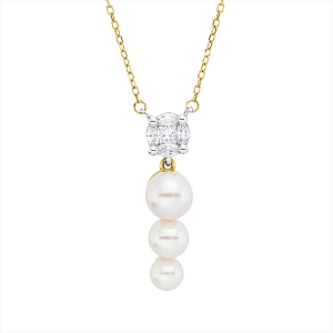 Collier  18kt Gelbgold / Weißgold mit ZÖ 40 cm mit 0,18ct Diamanten