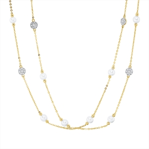 Collier  18kt Gelbgold Fassung rhodiniert mit 0,31ct Diamanten