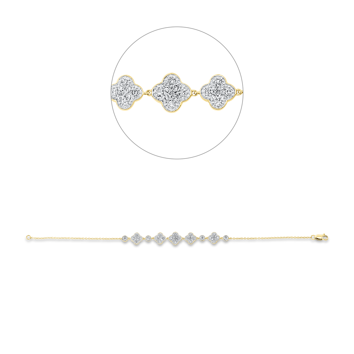 Armband 14 kt GG, Fassung rhodiniert