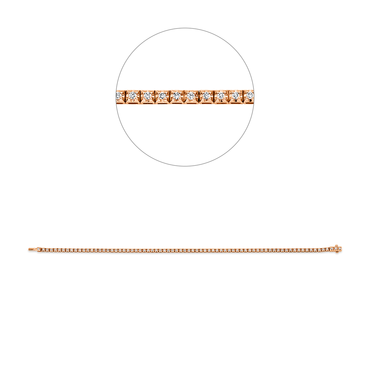 Tennisarmband  18kt Rotgold mit 0,47ct Diamanten