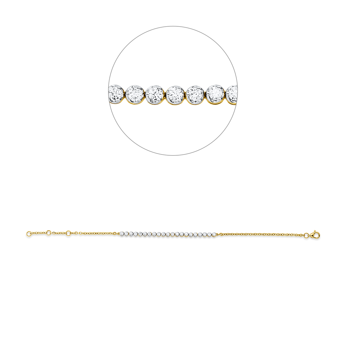 Tennisarmband  18kt Gelbgold / Weißgold mit 2,21ct Diamanten