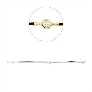 Armband Zarge 18 kt GG, Black cord, ZÖ 15+16,5 cm