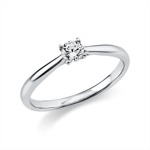 Solitaire Ring 4er-Krappe 14kt Weißgold mit 0,20ct Diamanten