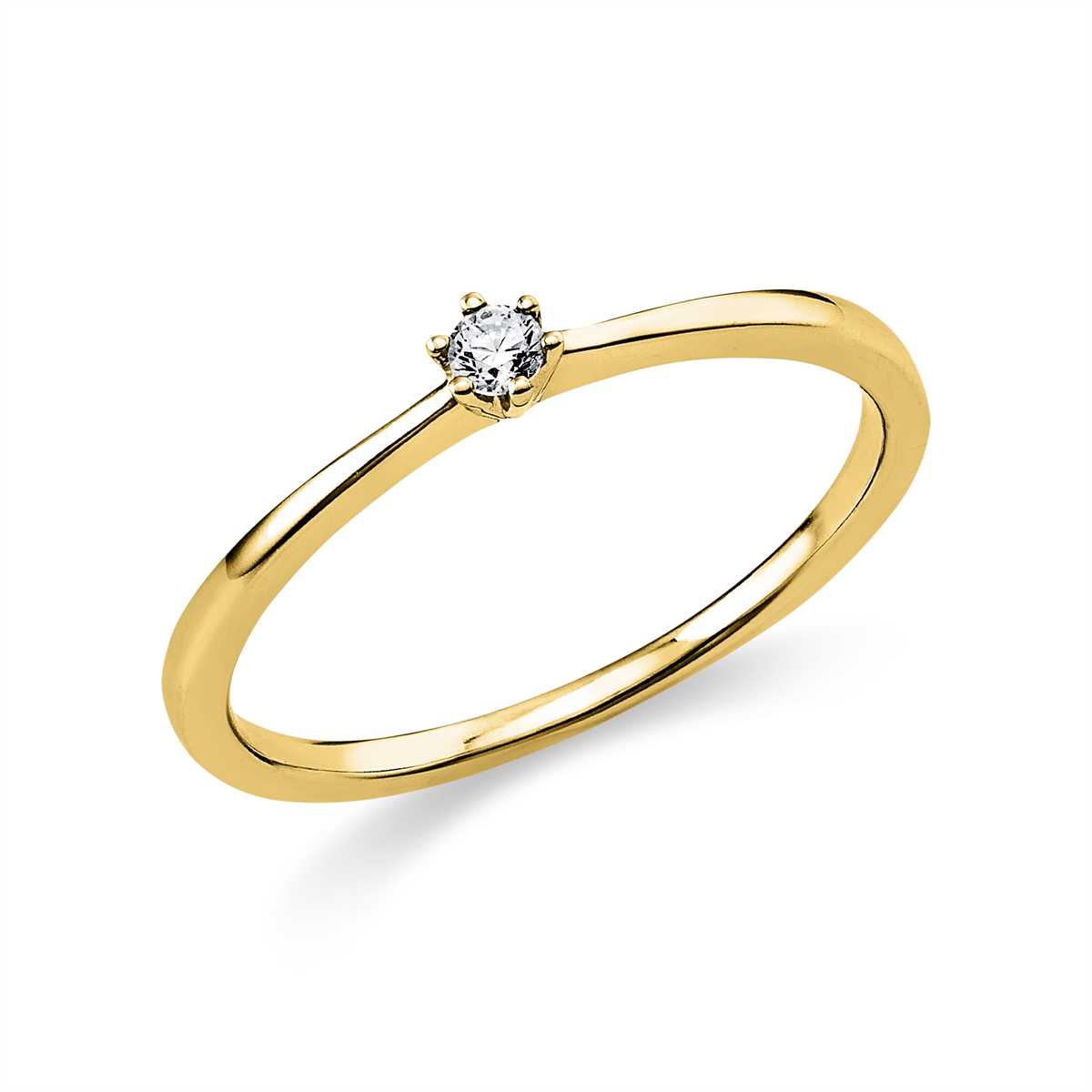 Solitaire Ring 6er-Krappe 14kt Gelbgold mit 0,05ct Diamanten