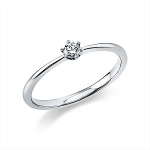Solitaire Ring 6er-Krappe 18kt Weißgold mit 0,10ct Diamanten