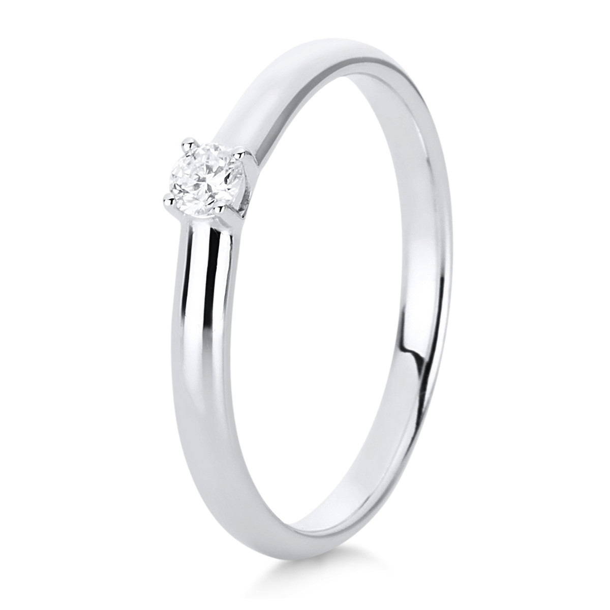 Solitaire Ring 4er-Krappe 18kt Weißgold mit 0,10ct Diamanten